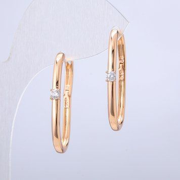 Сережки Xuping Позолота 18К з білою стразою s-2.5мм + - L-30мм + - 55026 фото
