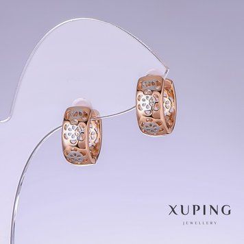 Сережки Xuping L-14мм s-7мм родій, позолота 18к 55378 фото