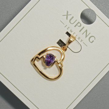 Кулон "Серце" Xuping з фіолетовим кристалом d-15х14,5мм+ - L-22,5мм+- позолота 18К 57323 фото