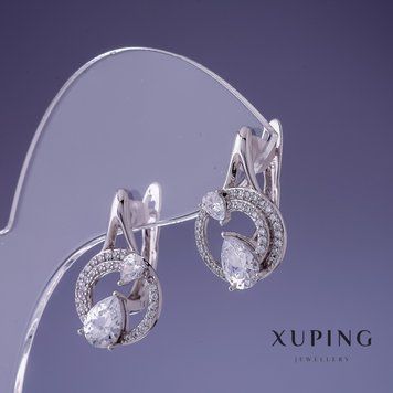 Знижка! Сережки Xuping 20х12мм родій 55170 фото