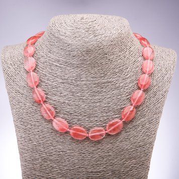 Намисто з натурального каменю Халцедон плоский овал d-13х18мм+- L-45см 76217 фото