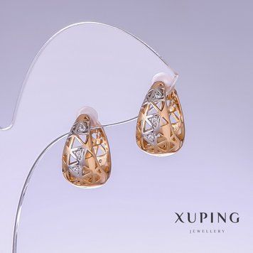 Сережки Xuping L-17мм s-9мм родій, позолота 18к 55839 фото