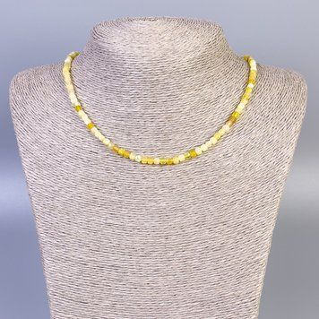 Ожерелье Агат желтый граненый кубик d-4х4мм+- L-45см+- с замочком 93388 фото