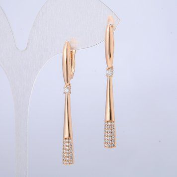 Серьги Xuping Позолота 18К с белыми стразами и L-50мм + - 55009 фото