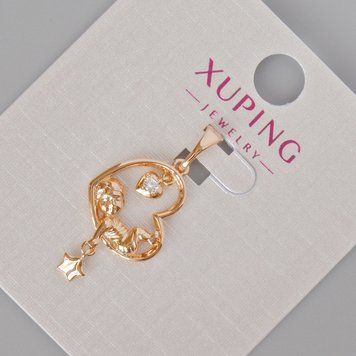 Кулон Xuping "Серце" з білими стразами d-28х13мм+- Позолота 18К 56104 фото