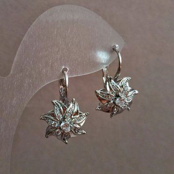 Сережки Xuping Родій з білими стразами d-20х15мм + - 55085 фото