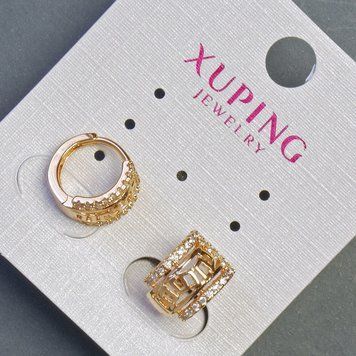 Сережки Xuping грецький візерунок d-8мм L-11мм колір золото 55606 фото