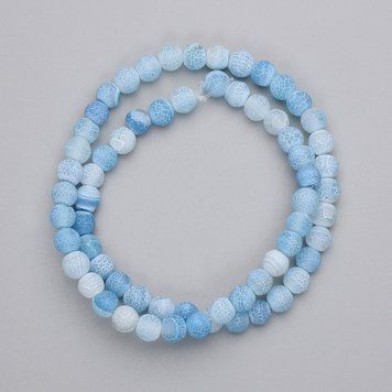 Намистини блакитний Морозний Агат прес гладка кулька d-6мм+-на волосіні L-35см+- 70254 фото