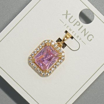 Кулон Xuping з рожевим кристалом та білими стразами d-13х15мм+ - L-23мм+- позолота 18К 57330 фото