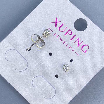 Сережки пусети кульчики Xuping з білим каменем 3мм+- родій 55282 фото