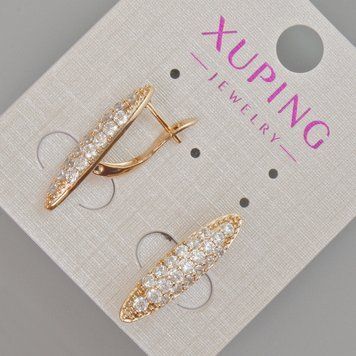 Сережки Xuping з білими стразами d-23х6мм+- Позолота 18К 57153 фото