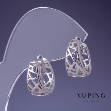 Знижка! Сережки Xuping 16х8мм родій 55474 фото