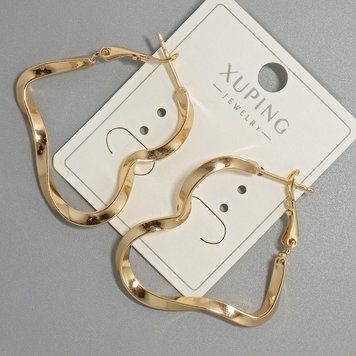 Сережки кільця Xuping s-3мм, d-34х51мм+ - позолота 18К 56629 фото