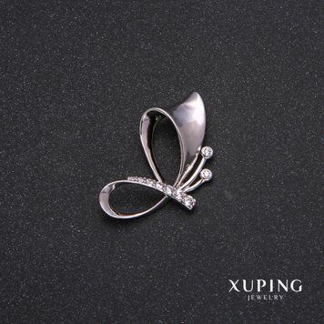 Кулон Xuping з білими каменями 18х33мм Родій 55984 фото