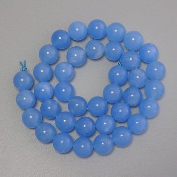 Намистини Аквамарин гладка кулька d-10мм+- на нитці L-38см+- 70754 фото