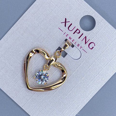 Кулон Xuping "Серце" з білим кристалом d-21мм+- L-26мм+- позолота 18К 55983 фото