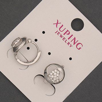 Серьги Xuping с белыми стразами d-10х13мм +- Родий 57031 фото