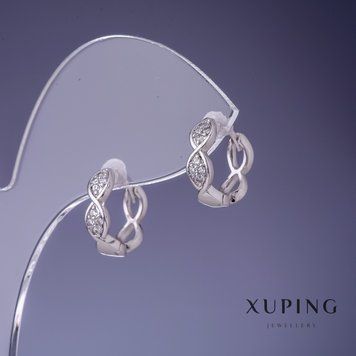 Знижка! Сережки Xuping 13х4мм родій 55406 фото