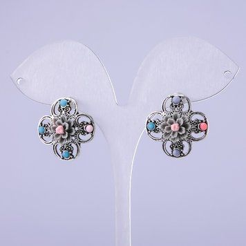 Сережки "Айстри" сірі d-22мм 20852 фото