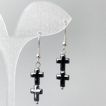 Сережки Гематит Хрест d-8,5х23мм+- L-44мм 81600 фото
