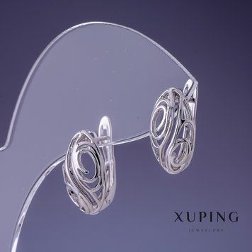 Сережки Xuping 16х9мм родій 55544 фото