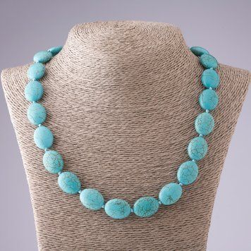 Намисто Бірюза зелена в прожилках овал L- 53см d- 15х20мм 93025 фото