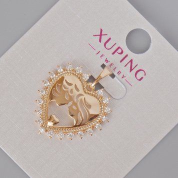 Кулон Xuping "Серце" з білими стразами d-24х21мм+- Позолота 18К 56105 фото