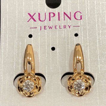 Серьги Xuping Позолота 18К с белым кристаллом d-22х10мм +- 55148 фото