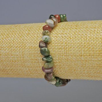Браслет Яшма натуральный камень галтовка d-8х6мм+- L-18см+- стрейч 91523 фото