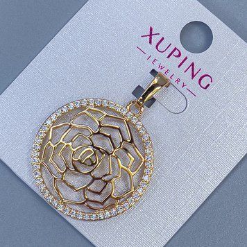 Кулон Xuping "Квітка" з білими стразами d-25мм+ - L-35мм+- позолота 18К 56074 фото