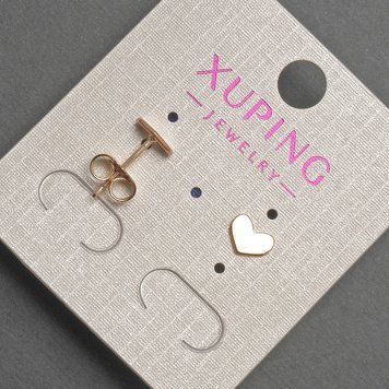 Серьги пусеты кульчики Xuping сердце d-7х5мм+- позолота 18к 55310 фото
