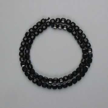Намистини чорний Турмалін гранований кубик 5х5мм+- L-38см+- 73223 фото