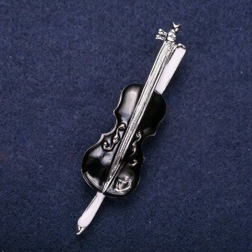 Знижка! Брошка музика Скрипка чорна емаль 65х17мм сріблястий метал 60483 фото