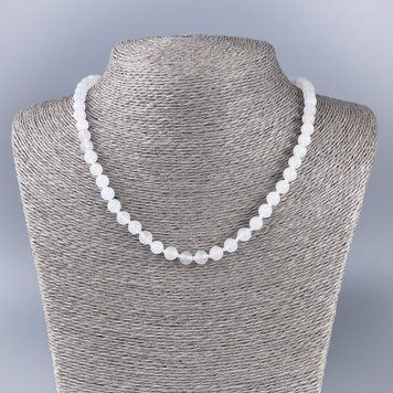 Намисто Білий Кварц (іміт. акрил) гладка кулька d-6,5мм+- L-47см+- 93646 фото