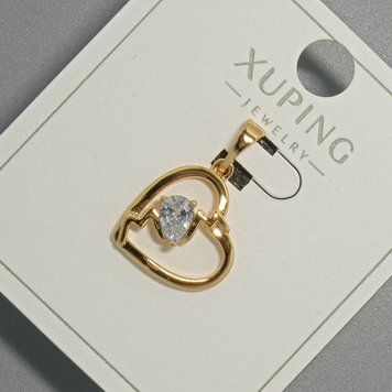 Кулон "Серце" Xuping з білим кристалом d-15х14,5мм+ - L-22,5мм+- позолота 18К 57324 фото
