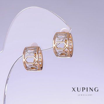 Знижка! Сережки Xuping L-15мм s-9мм родій, позолота 18к 55350 фото