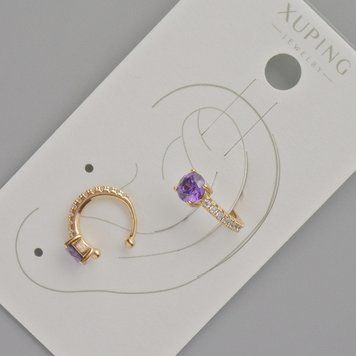 Каф Xuping з фіолетовим кристалом та білими стразами d-13х5мм+- Позолота 18К 57192 фото