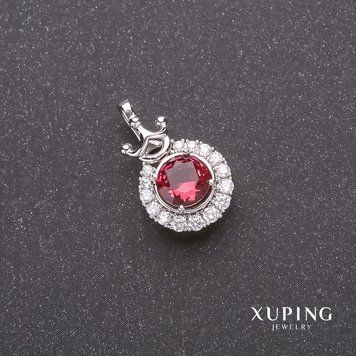 Кулон Xuping Корона з малиново зеленим каменем 12х20мм родій 56007 фото