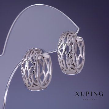 Сережки Xuping 20х8мм родій 55541 фото
