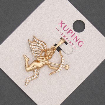 Кулон Xuping Купідон з білими стразами d-27мм+ - L-33мм+- позолота 18К 57247 фото