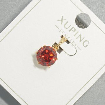 Кулон Xuping з червоним кристалом d-9мм+ - L-17мм+- позолота 18К 57313 фото