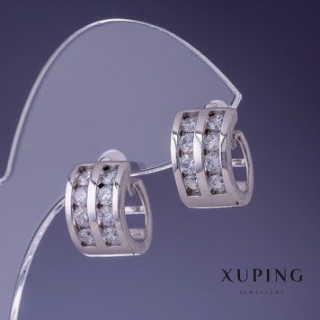Знижка! Сережки Xuping 9х14мм родій 56772 фото