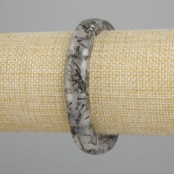 Браслет натуральний камінь Рутиловий кварц Волосатик гладка ланка d-16-17х10-11мм+- L-18см+- стрейч 91289 фото