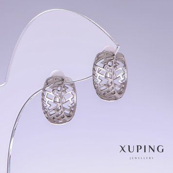 Знижка! Сережки Xuping L-16мм s-7мм родій 55671 фото