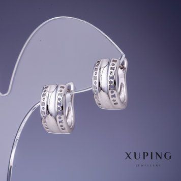 Знижка! Сережки Xuping 18х8мм родій 55582 фото