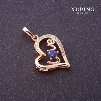 Підвіска Xuping Love синій камінь колір "золото" 27х16мм 55993 фото