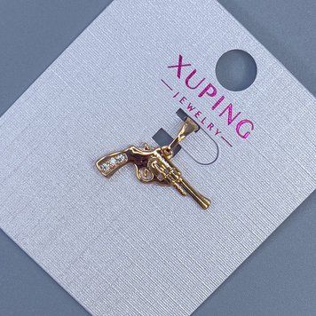 Кулон Xuping "Пістолет" з білими стразами d-18мм+ - L-18мм+- позолота 18К 56107 фото