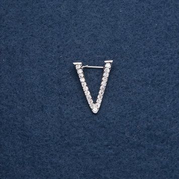 Брошка ініціал буква "V" 20х25мм колір металу "срібло" 61831 фото