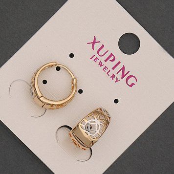 Сережки Xuping Позолота 18К та Родій 8х14мм+-&nbsp; 55360 фото