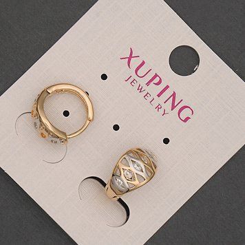 Сережки Xuping Позолота 18К та Родій 8х14мм+-&nbsp; 56947 фото